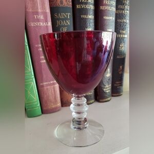 Vintage Ruby Crystal Goblet, Art Deco Style